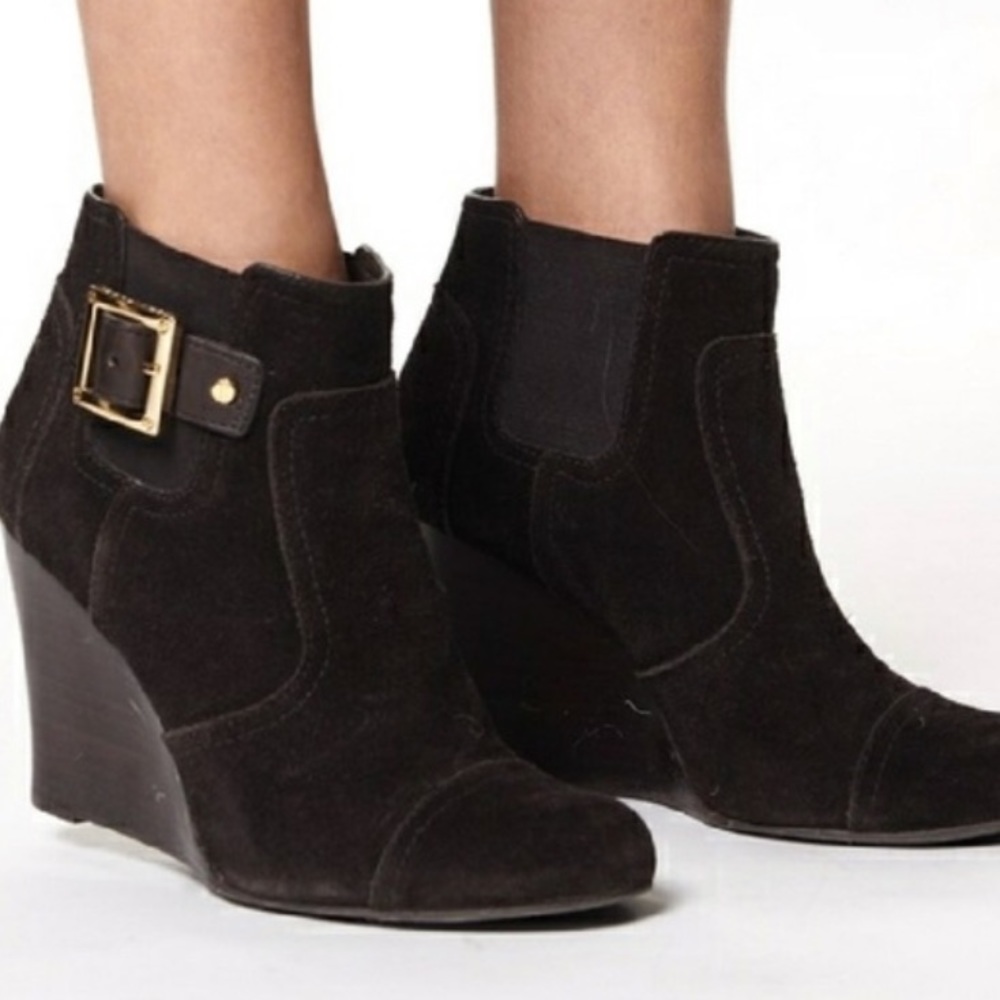 Tory Burch Adrienne Wedge Boots/Booties in Black Suede Size 8 EUC